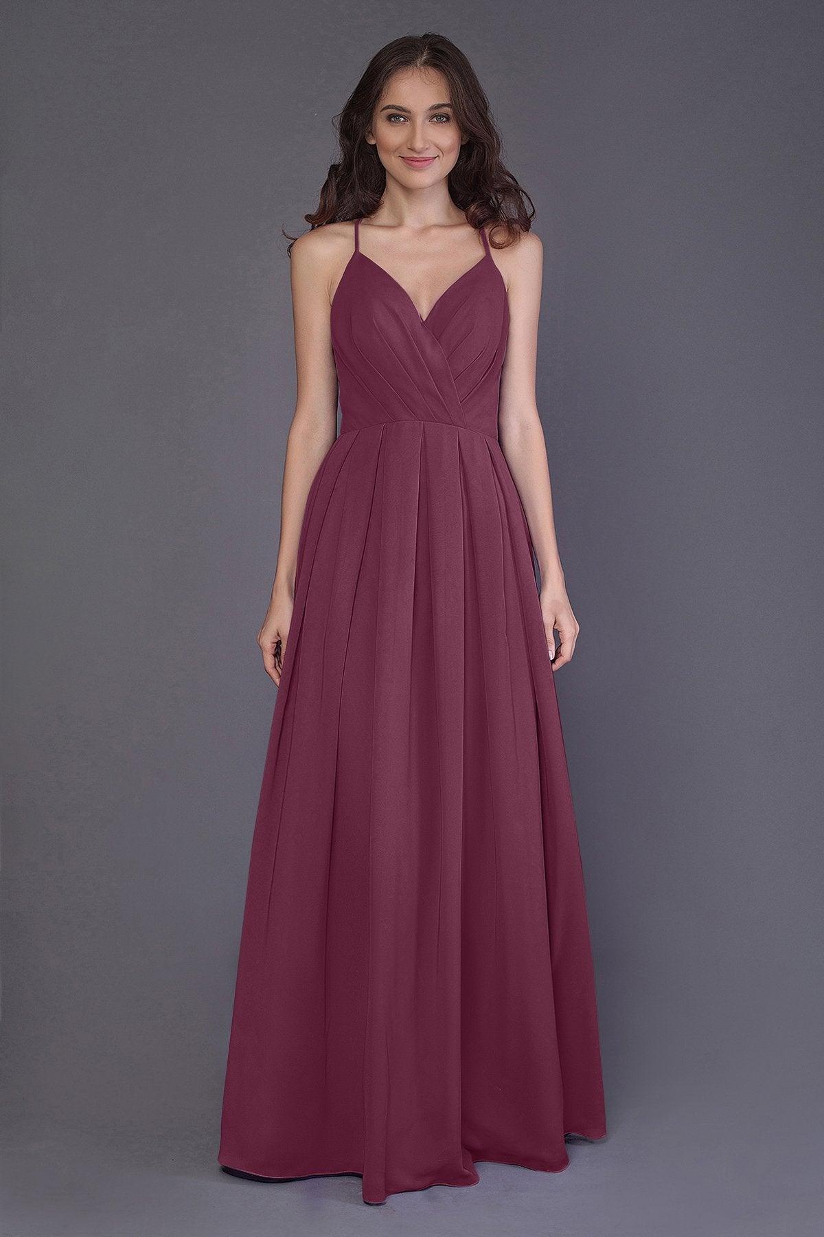 Sheath-Column Floor Length Chiffon Bridesmaid Dress PR3572 - COCOMELODY